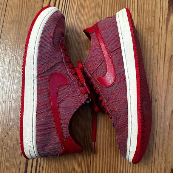 Nike Air Force 1 red textile low top lace sneakers SIZE 9 - Picture 7 of 9